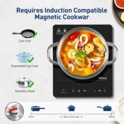 IsEasy Single Induction Cooker 2100W Portable Induction Hob With Slim Black Crystal Panel Body, Induction Plate With 9 Power Levels Setting, Max & Min Function, 8-hours Timer, Safety Lock -Home Chef Shop 100028462 5