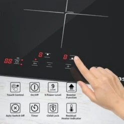 IsEasy Electric Induction Hob With Plug-in, Built-in & Portable Cooktop, 2 Zones 30cm 3000W -Home Chef Shop 100028467 4