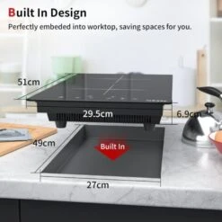 IsEasy Electric Induction Hob With Plug-in, Built-in & Portable Cooktop, 2 Zones 30cm 3000W -Home Chef Shop 100028467 5
