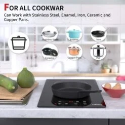 IsEasy Electric Ceramic Hob With Plug-in, Built-in & Portable Cooktop, 30cm 2 Zones 3000W [Energy Class A+] -Home Chef Shop 100028512 4