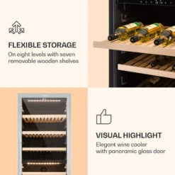 Klarstein Reserva 166 Duo Wine Refrigerator 166 Bottles 379 Litres 2 Zones Touch -Home Chef Shop 22969148 5