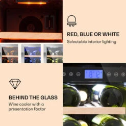 Klarstein Vinovilla 17 Built-In Duo Two-Zone Wine Fridge 53l 17 Bottles 3-Colour Glass Door -Home Chef Shop 22969412 3