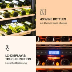 Klarstein Vinovilla 43 Built-In Duo Two-Zone Wine Fridge 129l 43 Bottles 3-Colour Glass Door -Home Chef Shop 22969413 5