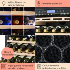 Klarstein Vinovilla Grande 165 Built-in Uno Wine Fridge 425l 165Fl. 3-colour Glass Door -Home Chef Shop 22969415 5