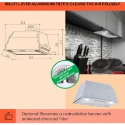 Klarstein Paolo Cooker Hood Built-in 52,5 Cm EEC: A 593 M³/h LED Touch -Home Chef Shop 22969732 5