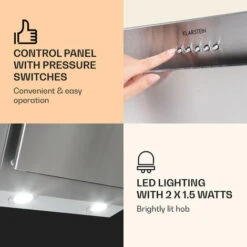 Klarstein Athena Cooker Bonnet 60cm Exhaust Air: 350 M³/h LED Stainless Steel -Home Chef Shop 22969760 4