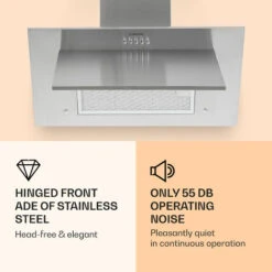 Klarstein Athena Cooker Bonnet 60cm Exhaust Air: 350 M³/h LED Stainless Steel -Home Chef Shop 22969760 5