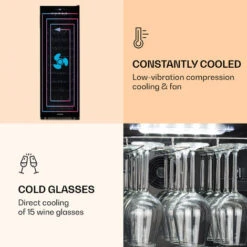 Klarstein Bellevin 62 Wine Cooler 56 Bottles 5-20 ° C Energy Class A Black -Home Chef Shop 22969765 5