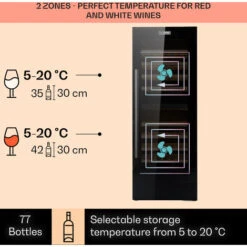 Klarstein Barossa 77 Duo Wine Fridge 2 Zones 191 L 77 Bottles Touch LED Black -Home Chef Shop 22969790 3