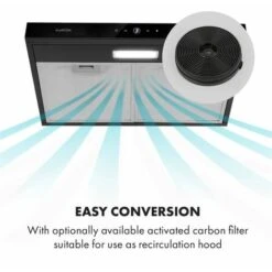 Klarstein Contempo Neo Substructure Cooker Extractor Hood 60cm 175m³ / H LED Stainless Steel Acrylic Black -Home Chef Shop 22970172 3