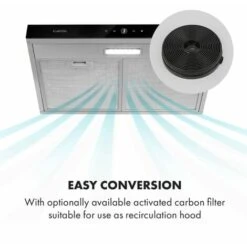 Klarstein Contempo Neo Substructure Cooker Extractor Hood 60cm 175m³ / H LED Stainless Steel Acrylic -Home Chef Shop 22970175 3