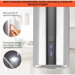 Klarstein Beretta Island Cooker Extractor Hood Ø35cm Exhaust / Circulating Air 650m³ / H LED Stainless Steel -Home Chef Shop 22970406 4