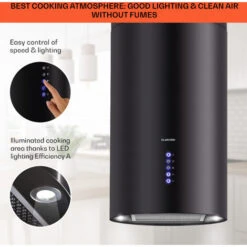 Klarstein Klarstein Beretta Island Cooker Extractor Hood Ø35cm Exhaust / Circulating Air 650m³ / H LED Black -Home Chef Shop 22970410 4