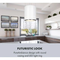 Klarstein Tron Ambience Island Cooker Extractor Hood Ø38cm Recirculation 540m³ / H LED White -Home Chef Shop 22970602 4