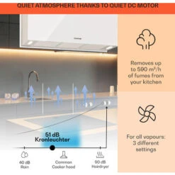 Klarstein Kronleuchter XL Kitchen Island Extractor Hood 90cm Recirculation 590m³/h LED Touchscreen White -Home Chef Shop 22970682 3