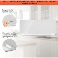 Klarstein Kronleuchter XL Kitchen Island Extractor Hood 90cm Recirculation 590m³/h LED Touchscreen White -Home Chef Shop 22970682 4