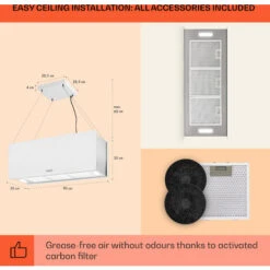 Klarstein Kronleuchter XL Kitchen Island Extractor Hood 90cm Recirculation 590m³/h LED Touchscreen White -Home Chef Shop 22970682 5