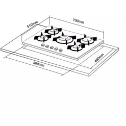 AREBOS Gas Hob 5 Burners Glass Ceramic Incl. Pot Rack & Ignition Fuse Autarkic Suitable For Natural Gas Or Propane Gas Gas Cooker Gas Cooker -Home Chef Shop 28597997 5