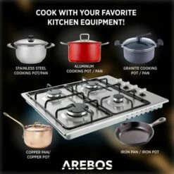 AREBOS Gas Stove 4 Flames Stainless Steel Incl. Grates & Safety Pilot Self-sufficient Suitable For Natural Gas And Propane Gas Gas Hob Gas Cooker -Home Chef Shop 28598145 5