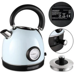 Monzana Electric Retro Kettle 1.8L Cordless Vintage 2200 W Boil Dry Protection Black Cream Blue Blue -Home Chef Shop 29963228 4