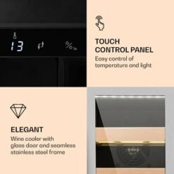 Klarstein Vinovilla Smart Wine Fridge 50l / 20 Bottles Glass Door Stainless Steel -Home Chef Shop 33502956 3