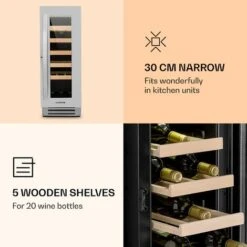 Klarstein Vinovilla Smart Wine Fridge 50l / 20 Bottles Glass Door Stainless Steel -Home Chef Shop 33502956 4