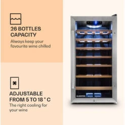 Klarstein Vinamour 26 Uno Wine Refrigerator 26 Bottles 88 Litres Stainless Steel LED -Home Chef Shop 33503294 3