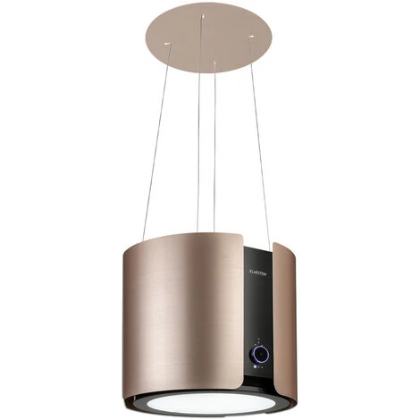 Klarstein Skyfall Smart, Island Extractor Hood, Ø45cm, Circulating Air, 402m³ / H, LED, Stainless Steel, Gold 1 Klarstein Skyfall Smart, Island Extractor Hood, Ø45cm, Circulating Air, 402m³ / H, LED, Stainless Steel, Gold