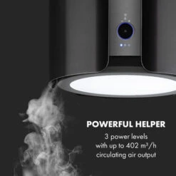 Klarstein Skyfall Smart, Island Extractor Hood, Ø45cm, Circulating Air, 402m³ / H, LED, Stainless Steel, Black -Home Chef Shop 33504329 3