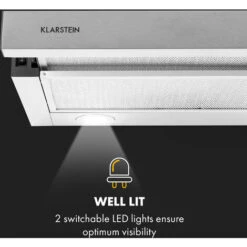 Klarstein Viola Extractor Hood Stainless Steel 59.6 Cm 612m³ / H EEC A Silver 9 Klarstein Viola Extractor Hood Stainless Steel 59.6 Cm 612m³ / H EEC A Silver -Home Chef Shop 33596672 5