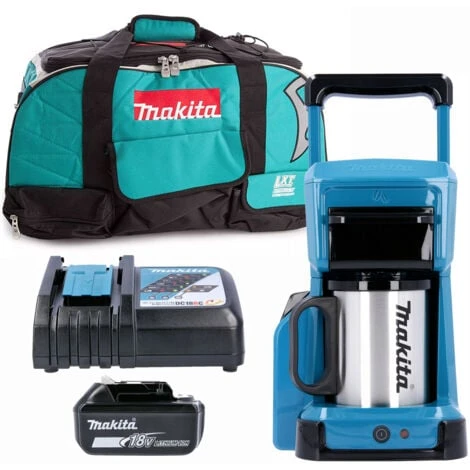 Makita DCM501 10.8V/18V CXT/LXT Coffee Maker With 1 X 5.0Ah Battery, Charger & Bag 1 Makita DCM501 10.8V/18V CXT/LXT Coffee Maker With 1 X 5.0Ah Battery, Charger & Bag