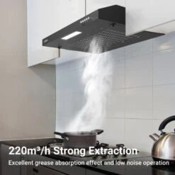 CIARRA 903BK60 Visor Cooker Hood 60cm 3 Speeds Stainless Steel Extractor Fan Black -Home Chef Shop 36409462 3