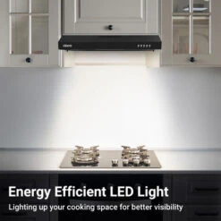 CIARRA 903BK60 Visor Cooker Hood 60cm 3 Speeds Stainless Steel Extractor Fan Black -Home Chef Shop 36409462 4