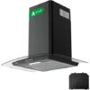 CIARRA 60cm Glass Cooker Hood With Carbon Filter 650m3/h Class A Curved Cooker Hood Black -506BK60