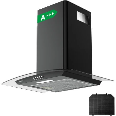 CIARRA 60cm Glass Cooker Hood With Carbon Filter 650m3/h Class A Curved Cooker Hood Black -506BK60 1 CIARRA 60cm Glass Cooker Hood With Carbon Filter 650m3/h Class A Curved Cooker Hood Black -506BK60