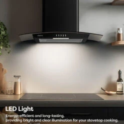CIARRA 60cm Glass Cooker Hood With Carbon Filter 650m3/h Class A Curved Cooker Hood Black -506BK60 7 CIARRA 60cm Glass Cooker Hood With Carbon Filter 650m3/h Class A Curved Cooker Hood Black -506BK60 -Home Chef Shop 36409463 3