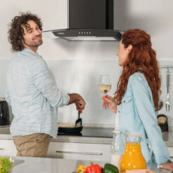 CIARRA 60cm Glass Cooker Hood With Carbon Filter 650m3/h Class A Curved Cooker Hood Black -506BK60 8 CIARRA 60cm Glass Cooker Hood With Carbon Filter 650m3/h Class A Curved Cooker Hood Black -506BK60 -Home Chef Shop 36409463 4