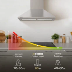 CIARRA 201SS60 Cooker Hood 60cm With Carbon Filters 370m3/h Class A Wall Mounted Extractor Hood 8 CIARRA 201SS60 Cooker Hood 60cm With Carbon Filters 370m3/h Class A Wall Mounted Extractor Hood -Home Chef Shop 36409465 4