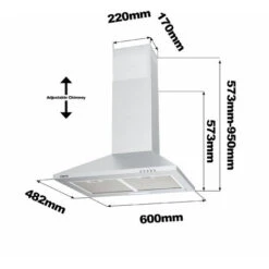 CIARRA 201SS60 Cooker Hood 60cm With Carbon Filters 370m3/h Class A Wall Mounted Extractor Hood 9 CIARRA 201SS60 Cooker Hood 60cm With Carbon Filters 370m3/h Class A Wall Mounted Extractor Hood -Home Chef Shop 36409465 5