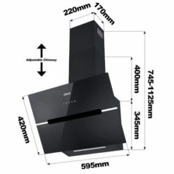 CIARRA 60cm Glass Angled Cooker Hood Class A++ 650m3/h 4 Speeds Touch Control-CD6736FB -Home Chef Shop 36409469 5