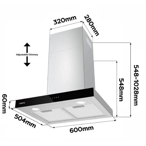 CIARRA 4 Speeds Class A++ 650m3/h Touch Control Chimney Cooker Hood 60cm -CBCS6102 5 CIARRA 4 Speeds Class A++ 650m3/h Touch Control Chimney Cooker Hood 60cm -CBCS6102 - Image 5