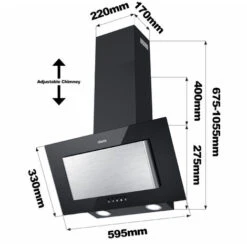 CIARRA 60cm Angled Wall Mounted Cooker Hood With 3-speed Extraction-CD6736DB 9 CIARRA 60cm Angled Wall Mounted Cooker Hood With 3-speed Extraction-CD6736DB -Home Chef Shop 36409480 5