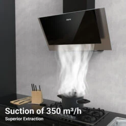 CIARRA 60cm Angled Cooker Hood With 3-speed Extraction -736CBK60 -Home Chef Shop 36409485 3