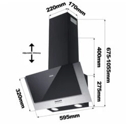 CIARRA 60cm Angled Cooker Hood With 3-speed Extraction -736CBK60 -Home Chef Shop 36409485 5