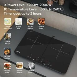CIARRA 2800W Induction Hob 9 Power Levels 10 Temperature Levels Safety Lock-CUTIH2 -Home Chef Shop 36409488 3