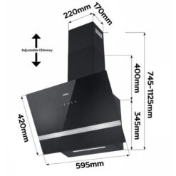 CIARRA 60cm Glass Angled Cooker Hood Class A++ 650m3/h 4 Speeds Touch Control-CD6736HB -Home Chef Shop 36409489 5