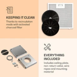 Klarstein Kronleuchter Smart, Island Hood, 595m³ / H, App Control, LED Panel -Home Chef Shop 39501053 5