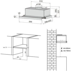 CIARRA 60cm Integrated Telescopic Cooker Hood With 2-speed Extraction Class A-906DS60 -Home Chef Shop 42185726 5