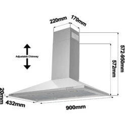 CIARRA 90cm Cooker Hood 2pcs Carbon Filters Class A 370m3/h Stainless Steel Chimney Hood -201SS90 -Home Chef Shop 42185727 5