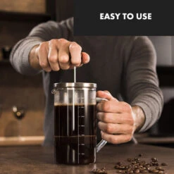 Klarstein Glaswerk Ristretto, French Press, 0.35 Litre, Borosilicate Glass, Stainless Steel, Walnut Wood -Home Chef Shop 42770286 3